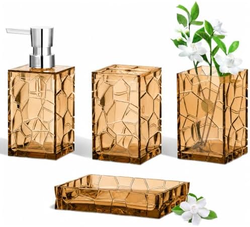 HBlife Bathroom Accessories Set, Acrylic Bathroom Counter Set of 4