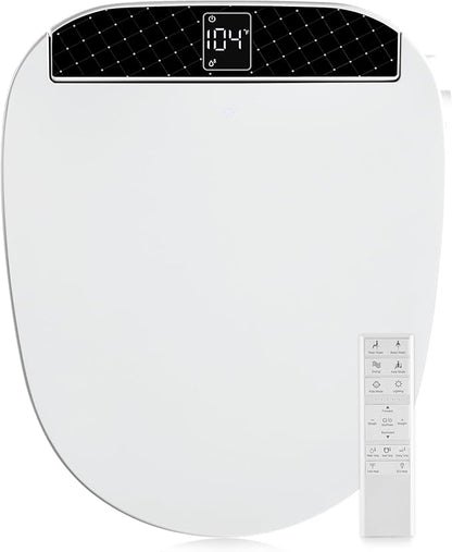 Combier Bidet Toilet Seat With Turbo Wash, Wireless Remote and Side Panel, The heated Toilet Seat Have Adjustable Heated Seat, Warm Water, Air Dryer & Multiple Spray Modes CMA210DS-B (Round)
