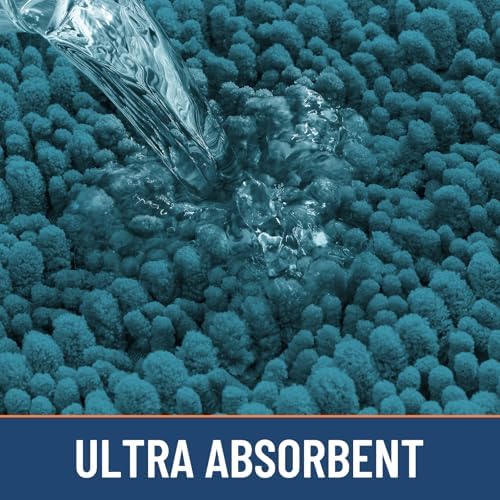 Smiry Bathroom Rugs 47X24, Extra Soft Rubber Backing Chenille Bath Mats