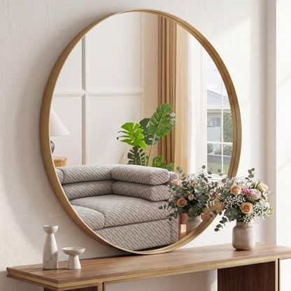 NEWBULIG 30-Inch Round Wall Mirror, Bathroom Wall Circle Mirror