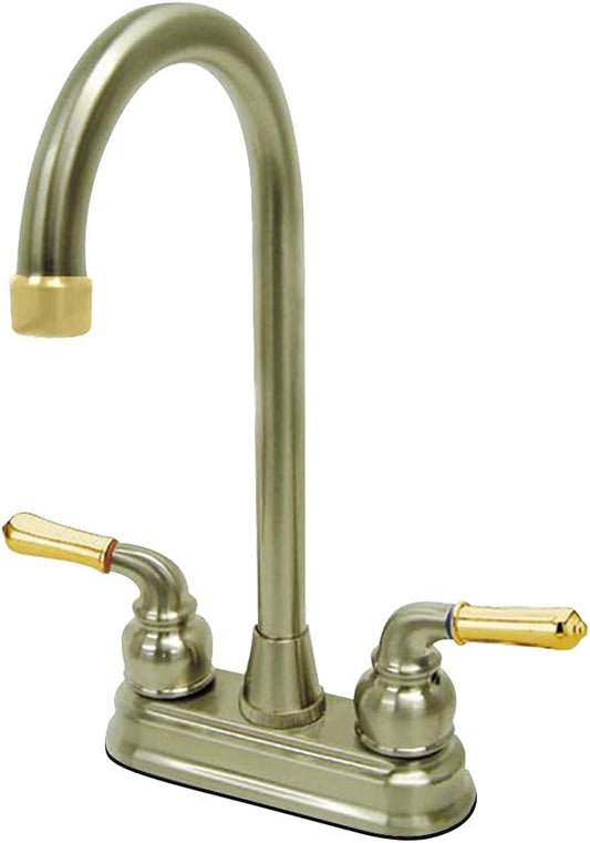 Kingston Brass KB499 Magellan Bar Faucet, 4-3/4", Brushed Nickel/Polished Brass