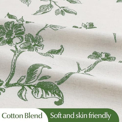 MitoVilla Green Cotton Floral Shower Curtain for Bathroom, 72 x 72