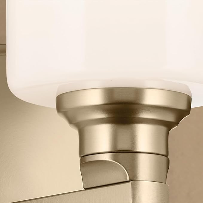 Kichler Gioe 5" 1-Light Wall Sconce with Opal Glass in Champagne Bronze, Damp Rated, for Powder Room, Bathroom, Kitchen, Hallway, Bedroom, Fireplace, (5" W x 9.5" H), 55224CPZ
