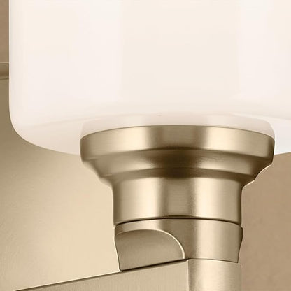 Kichler Gioe 5" 1-Light Wall Sconce with Opal Glass in Champagne Bronze, Damp Rated, for Powder Room, Bathroom, Kitchen, Hallway, Bedroom, Fireplace, (5" W x 9.5" H), 55224CPZ