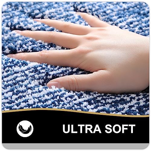 OLANLY Toilet Rugs U-Shaped 24x20, Soft Absorbent Microfiber Bath Mat, Navy