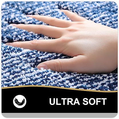 OLANLY Toilet Rugs U-Shaped 24x20, Soft Absorbent Microfiber Bath Mat, Navy