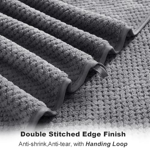Smuge 2 Piece Hand Towels Set,100% Microfiber - Quick Dry, Thick, Soft, Plush and Highly Absorbent Luxury Hotel & Spa Bath Towel for Bathroom, Pack of 2 (Gray)