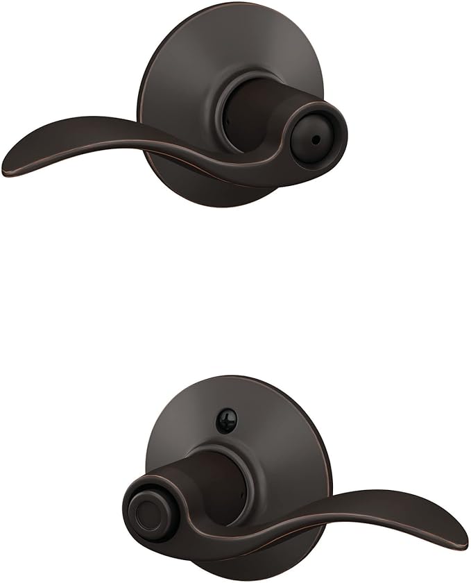 Schlage F40 V ACC 716 Accent Door Lever, Bed & Bath Privacy Lock, Aged Bronze