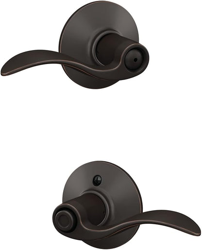 Schlage F40 V ACC 716 Accent Door Lever, Bed & Bath Privacy Lock, Aged Bronze