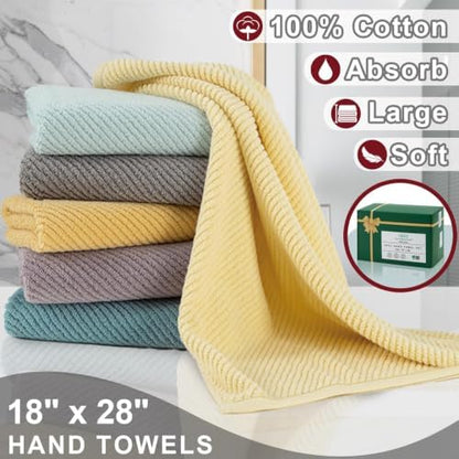 VOOVA & MOVAS Hand Towels 4PC, 100% Cotton, 18x28 in, Burgundy Red
