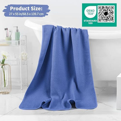Microfiber Waffle Bath Towels, 4 Pieces, Soft, Absorbent, Fast Drying, Lint Free 430 GSM (27''x55''/68.58 cm x139.7 cm)