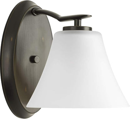 Progress Lighting P2004-20W Bravo Collection Etched Glass Modern Bath Vanity Light, 1-Light, Antique Bronze
