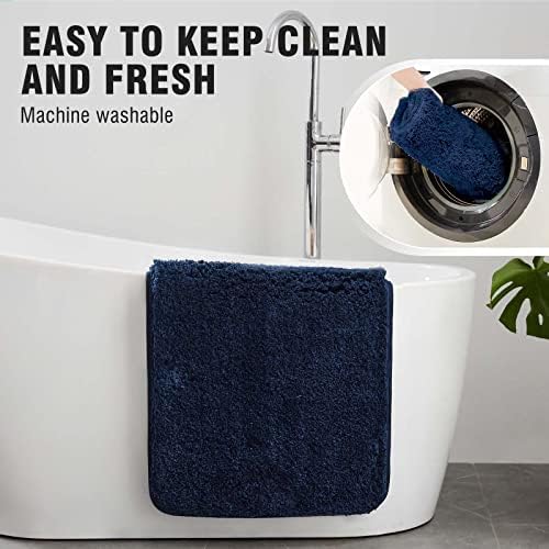 TECHMILLY Super Soft Shaggy Bathroom Rugs, Absorbent Thick Non Slip Microfiber Bath Rugs, Quick Dry Machine Washable Bath Mat for Bathroom Floor, Bathtub and Shower 20"x32"