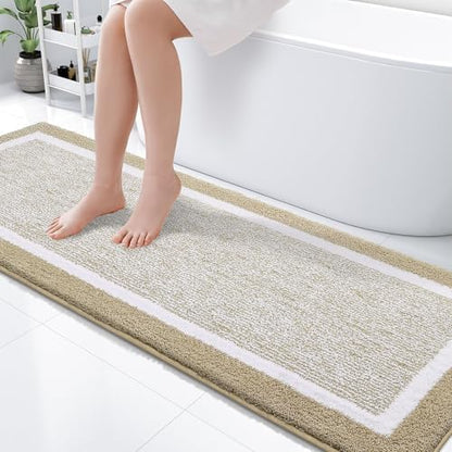 OLANLY Bathroom Runner Rugs 70x24, Extra Long Bath Mats for Bathroom, Beige