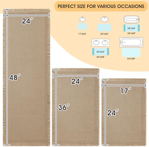 Upgrade Waffle Bath Mat Set 3 Piece, Boho Bathroom Rugs Absorbent Non Slip, Ultra Soft Bathroom Mat, Machine Washable Knit Bath Rugs with Border for Bathroom, Bedroom, Kitchen, Shower, Tub, Beige