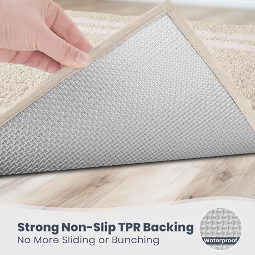 PURRUGS Bathroom Rug, Bath Mat, 20" x 24" U-Shaped, Beige