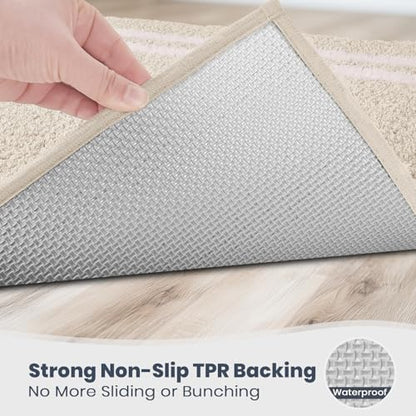 PURRUGS Bathroom Rug, Bath Mat, 20" x 24" U-Shaped, Beige