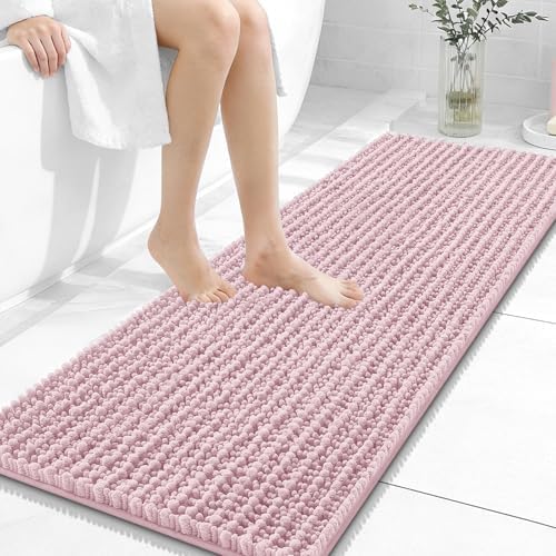 OLANLY Bathroom Runner Rugs 47x17, Thick Soft Absorbent Chenille Bath Rugs