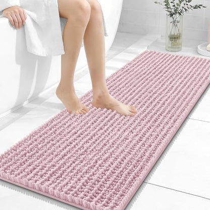OLANLY Bathroom Runner Rugs 47x17, Thick Soft Absorbent Chenille Bath Rugs