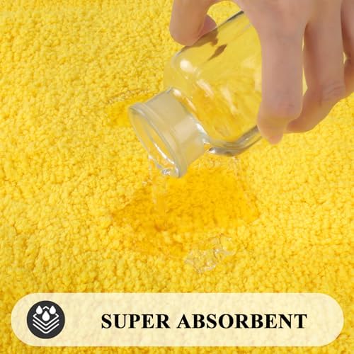 SHACOS Soft Microfiber Bathroom Rugs Set of 2 Pieces, Yellow