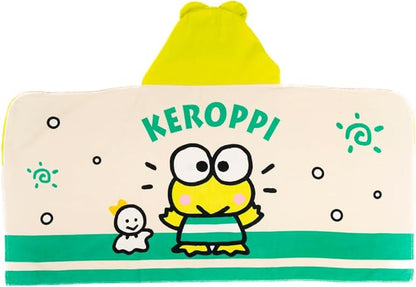 Sanrio Keroppi Kids Super Soft Bath/Pool/Beach Soft Cotton Terry Hooded Towel Wrap, 24 in x 50 in, (Officially Licensed Product) by Franco