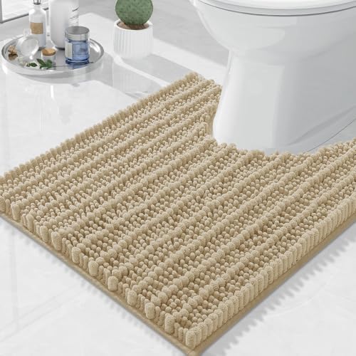 Arotive Toilet Rugs U-Shaped 20x20, Soft Absorbent Chenille Shaggy Bath Mat