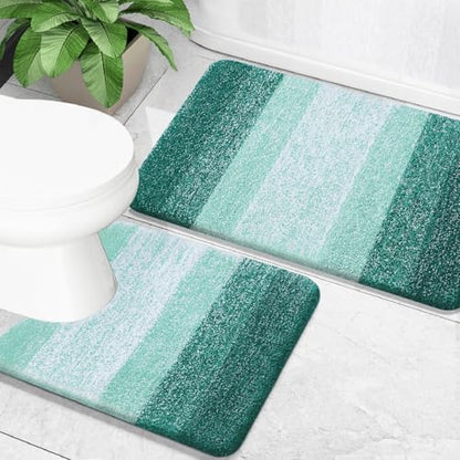 OLANLY Micorfiber Bathroom Rug Set 2 Piece, 30"x20"+U-Shaped 24"x20"