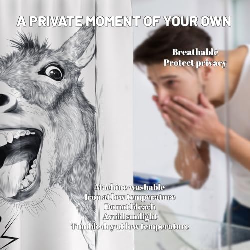 Extra Long Shower Curtain Funny Donkey Clawfoot Tub, 108 x 72 in