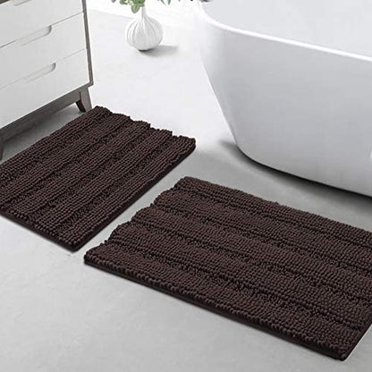 Turquoize Bathroom Rug Set, 2 Piece Soft Absorbent Chenille Bath Rug Set