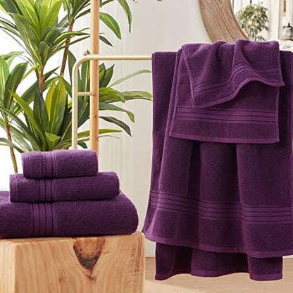 COZYART Luxury Bath Towel Set 3 PCS, Purple 100% Turkish Cotton 650 GSM