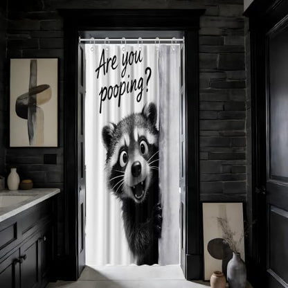 Small Stall Shower Curtain Rv Cute Raccoon, 48 x 72 Inchs