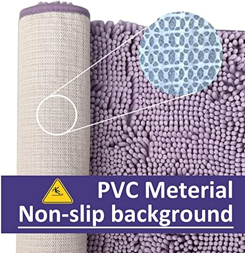 Chenille Bath Mats Set 2 Piece Non-Slip Luxury Bath Runner Rugs Extra Soft Absorbent Shaggy Washable Dry Plush Area Carpet Mats - Lavender