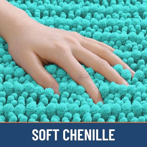 Smiry Bathroom Rugs 44X24, Extra Soft Rubber Backing Chenille Bath Mats