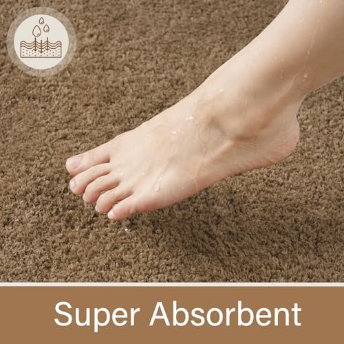 LOCHAS Bathroom Rug Runner 24x48 Inch, Bath Rugs Non Slip, Light Brown