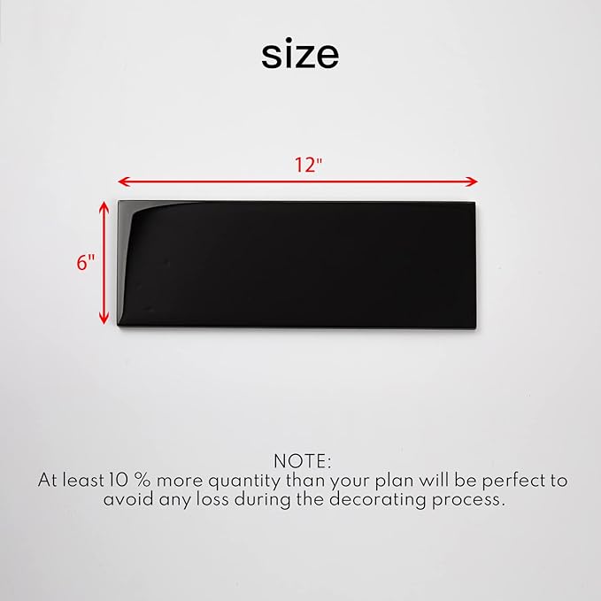 Black Glass Subway Tile, Glass for Bathroom Kitchen Shower Backsplash Wall, 4 x 12 Inches, 4 Sq.Ft.