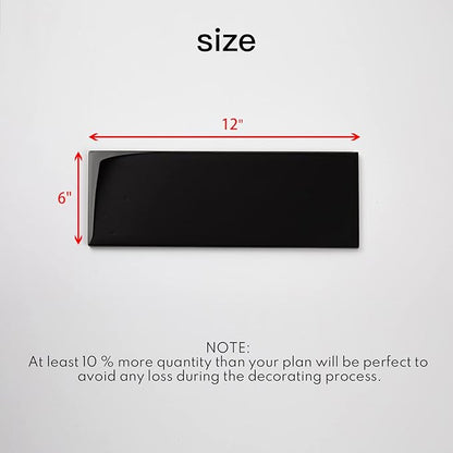 Black Glass Subway Tile, Glass for Bathroom Kitchen Shower Backsplash Wall, 4 x 12 Inches, 4 Sq.Ft.