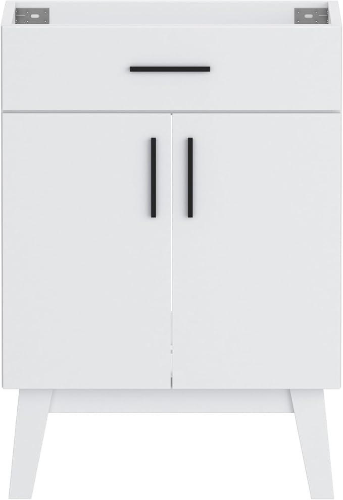 Bathroom Vanity Without Sink, Vanity Combo with Two Soft Close Cabinet Doors, Modern Single Bathroom Cabinet Set with Metal Handles (White Without Sink, 24)