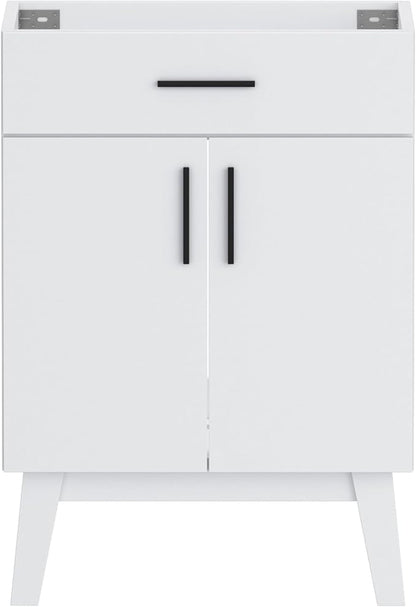 Bathroom Vanity Without Sink, Vanity Combo with Two Soft Close Cabinet Doors, Modern Single Bathroom Cabinet Set with Metal Handles (White Without Sink, 24)