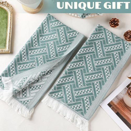 HunnmingRe 4 Pack Boho Hand Towel for Kitchen, Green