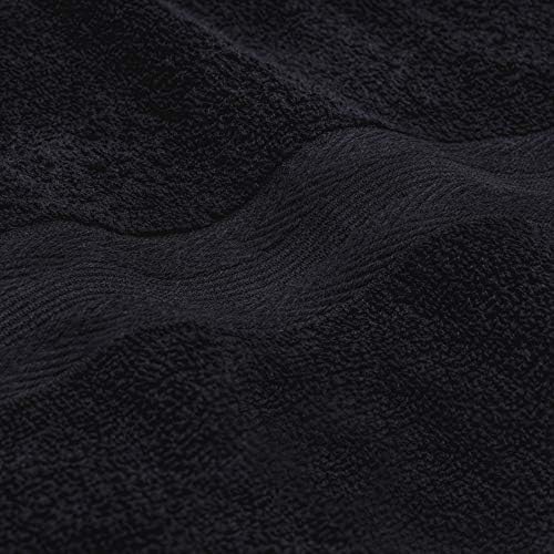 BOUTIQUO Ultra Soft 6-Piece Hand Towel Set 16x28-100% Ringspun Cotton - Durable & Highly Absorbent Hand Towels - Ideal for use in Bathroom, Kitchen, Gym, Spa & General Cleaning - Black