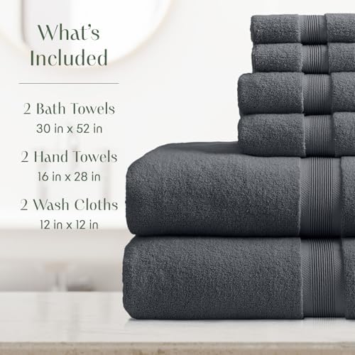 Springtree Home Luxury Bamboo Rayon Bath Towel Set | 6-Piece Set | Iron