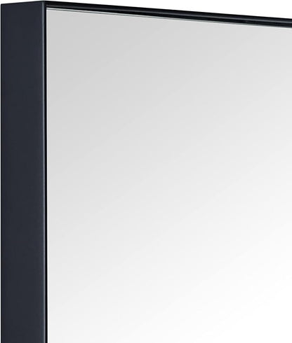 TEHOME Recessed Mount 16x26'' Squared Rectangle Matt Black Bathroom Medicine Cabinet with Mirror Black Metal Framed Rectanglular Medicine Cabinet 2 Adjustable Glass Shelves
