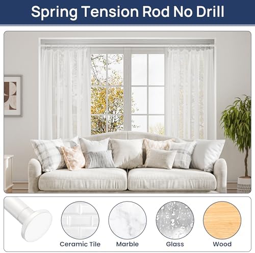 ENJOYBASICS 1" White Shower Curtain Rod, 30-88" Adjustable, Secure Tension