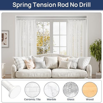 ENJOYBASICS 1" White Shower Curtain Rod, 30-88" Adjustable, Secure Tension