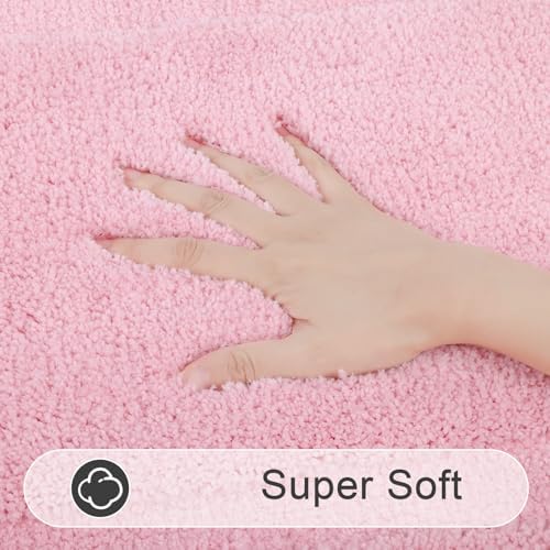 SHACOS Soft Microfiber Bathroom Rugs Set of 2 Pieces, Pink