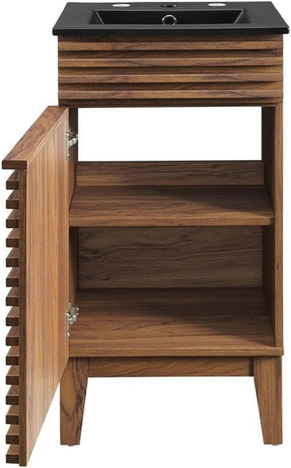 Modway Render 18" Bathroom Vanity with Sink in Walnut Black
