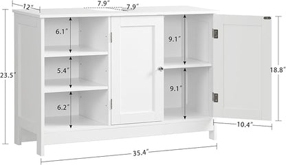 TEENFON 35.4" Pedestal Sink Storage Cabinet with 2 Doors and Adjustable Shelves, Bathroom Sink Cabinet, Under Sink Storage with U-Shape Cut-Out, White