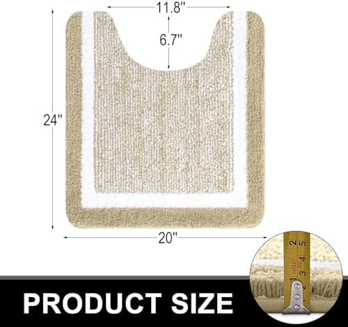 OLANLY Toilet Rugs U-Shaped 24x20, Absorbent Microfiber Bath Mat, Beige