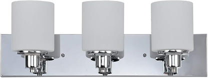 Design House Dane 3-Light Vanity Light, Polished Chrome Finish, Frosted Glass Shades, Dimmable, Bathroom Wall Fixture – Design House, 587478