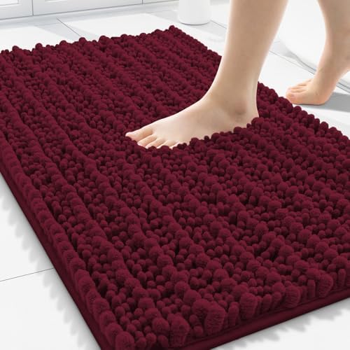Smiry Bathroom Rugs 30X20, Extra Soft Rubber Backing Chenille Bath Mats